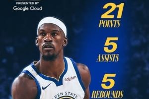 太稳了!勇士官方晒本场最佳球员数据海报:巴特勒21+5+5