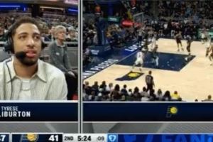 场边哈利伯顿都无奈了!库里三分弹进&急停跳投连拿5分