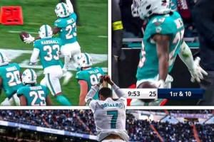  伯纳乌再现C罗Siu庆祝！NFL西班牙赛，球员与伯纳乌球迷激情同Siu